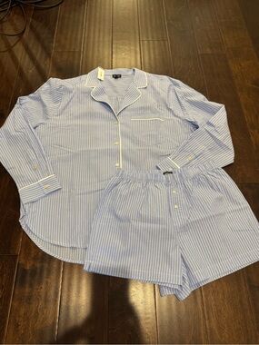 GAP Stripe Women's Pajama Set - Button-Down Top & Shorts